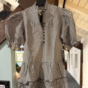 Tuckernuck Pomander Place Green Gingham Mini Selena Dress Small